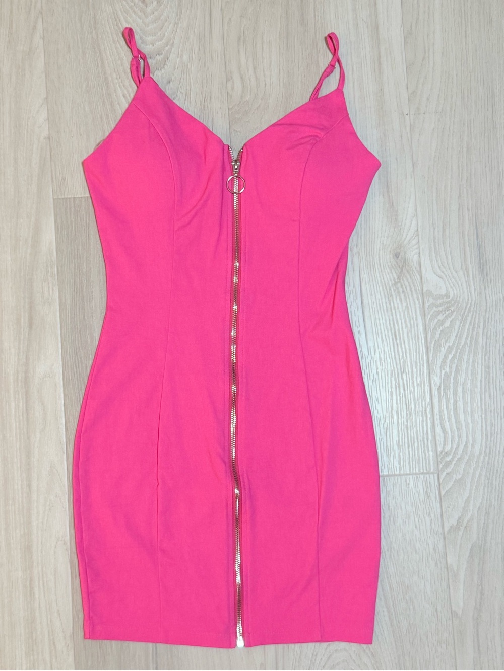 Fuchsia Zip-Front Mini Bodycon Dress